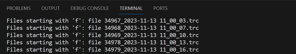 Here Are the Files From My Working Directory In the Output Using Advanced Pattern