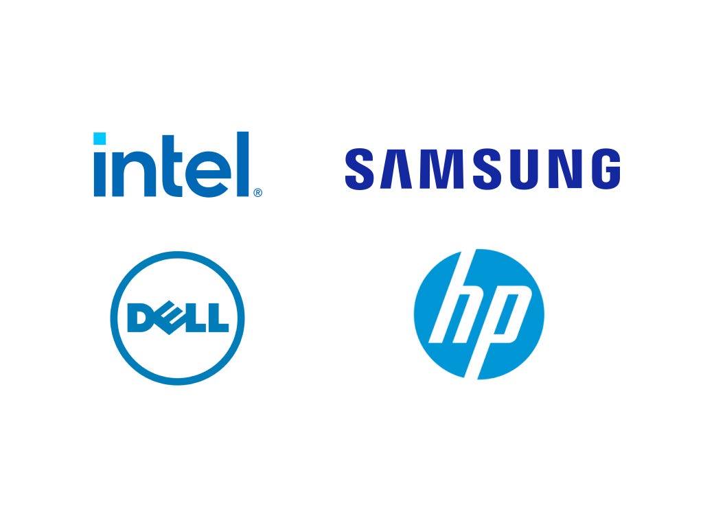 intel samsung dell hp logo, electronics companies logos