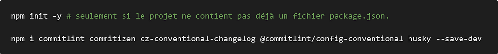 Installation des packages commitlint, commitizen et husky