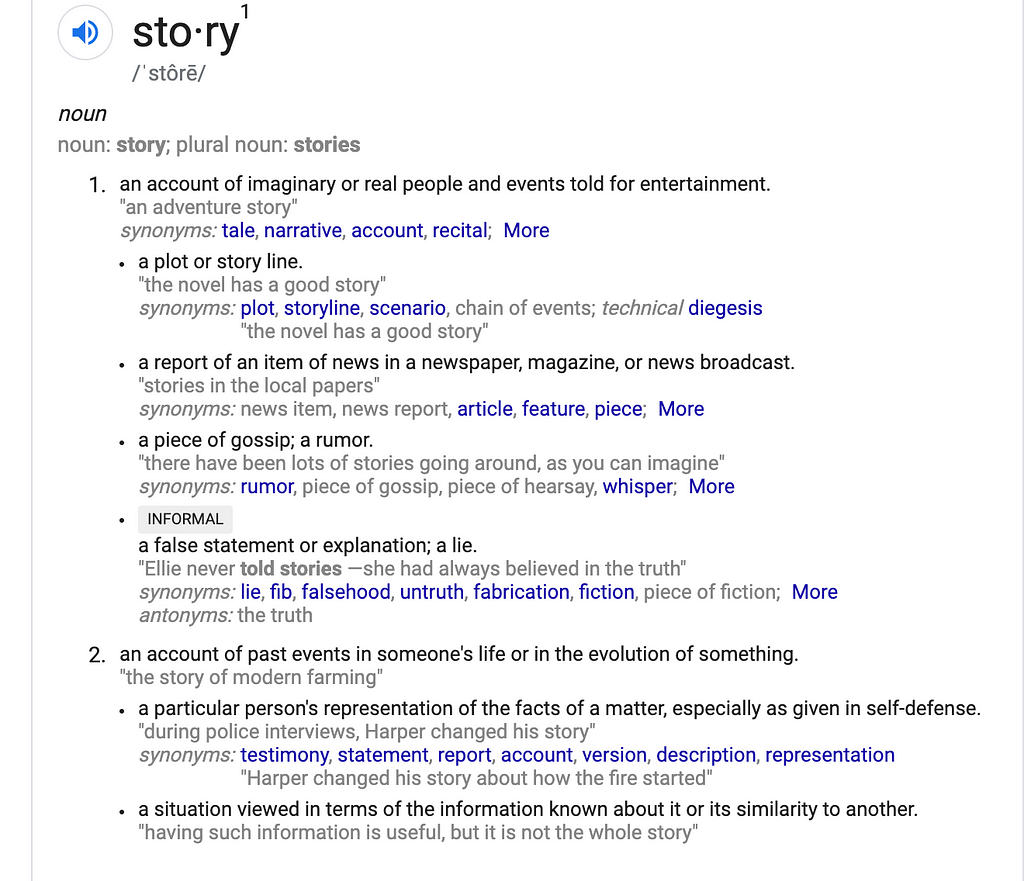 The Dictionary Definition of Story