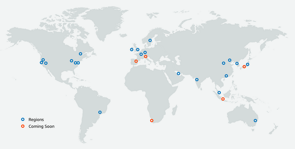 A visual of AWS regions.