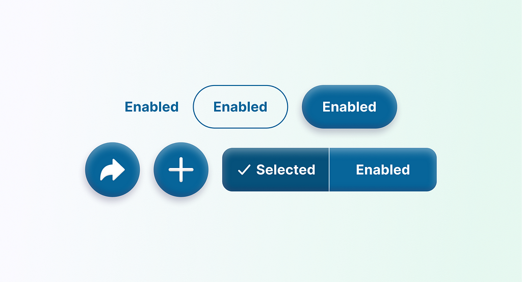 UI examples of the 6 core button types.