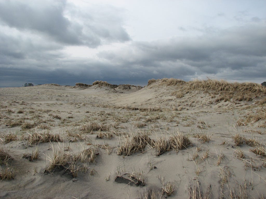 several smaller sand dunes in a row