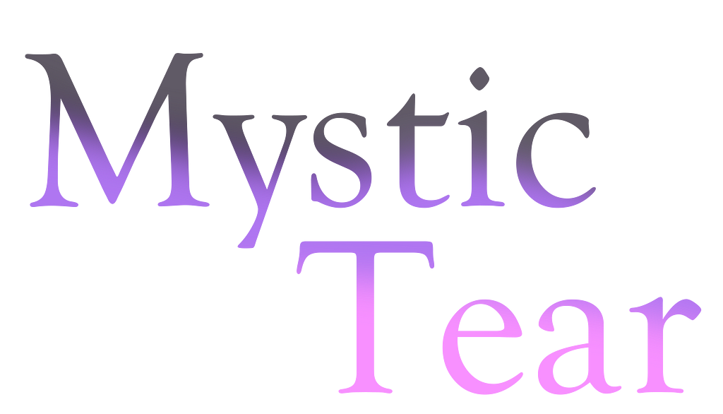 Purple lettering that reads: Mystic Tear