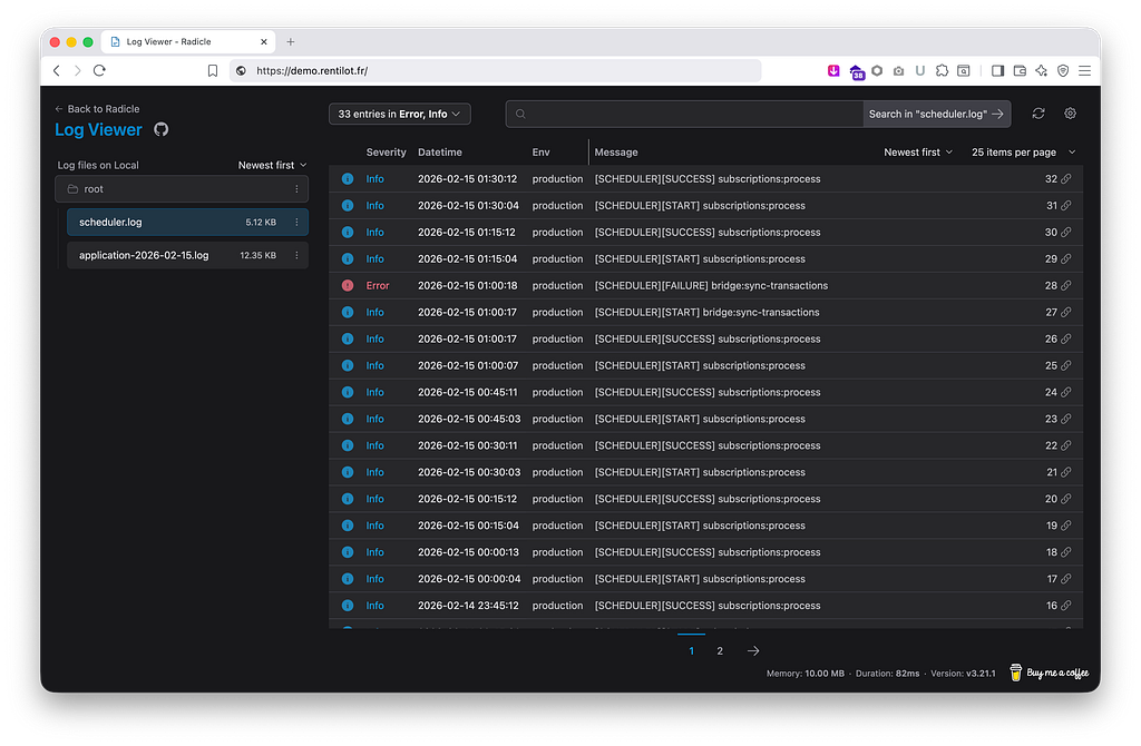 Comment implémenter Log Viewer dans une stack Laravel + WordPress (Bedrock/Acorn)
