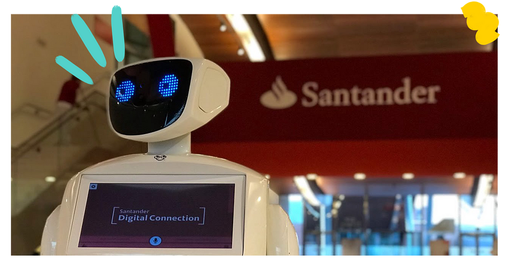 Imagen de Promobot en un evento en la Ciudad Financiera de Santander en 2018