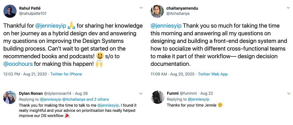 A few tweets from my mentees