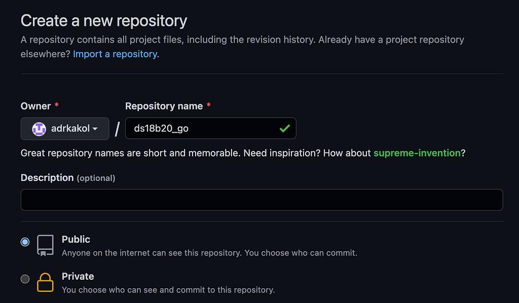 Repository creation in github