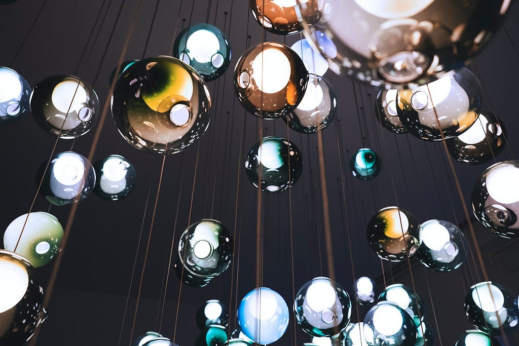 Glass balls hanging from a string
