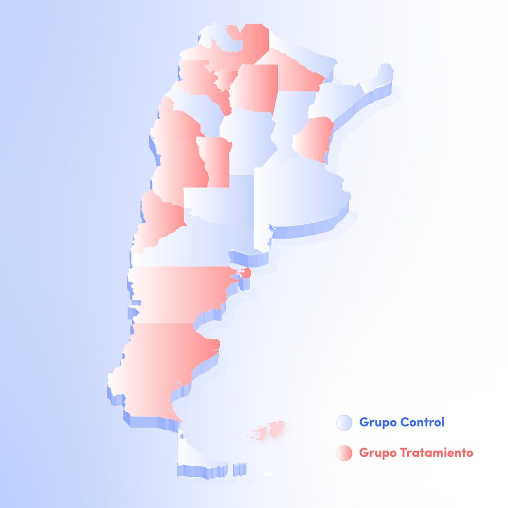 Distribución de las provincias en grupos control y tratamiento