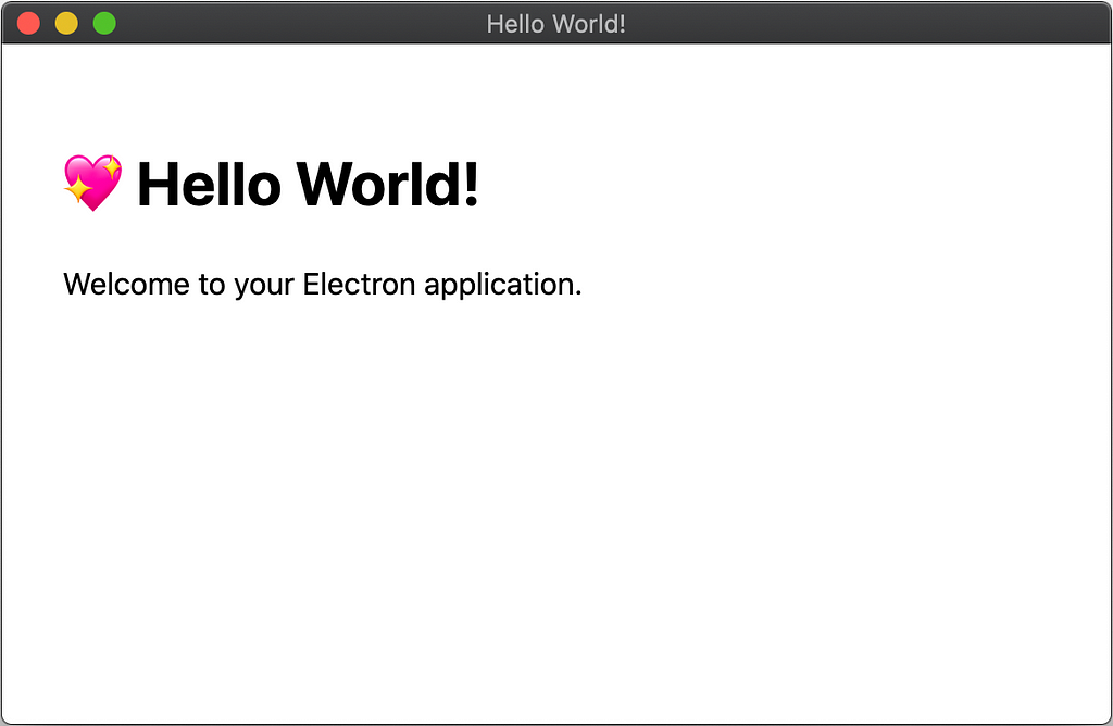 Hello World application in Electron