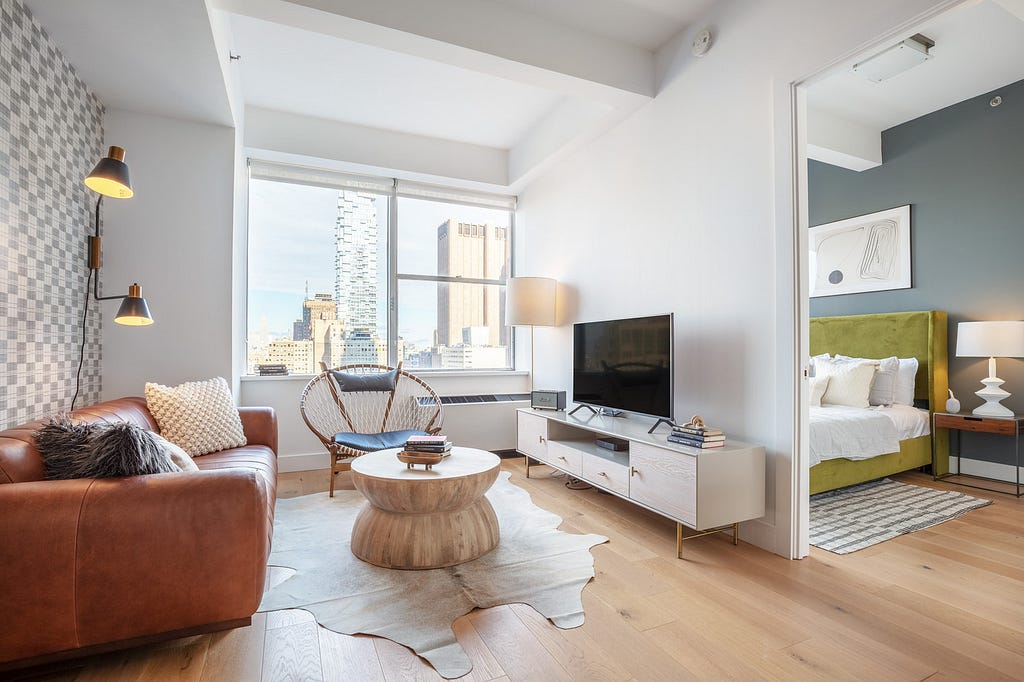 Blueground furnished one-bedroom apartment in Tribeca, New York part of their Bespoke collection