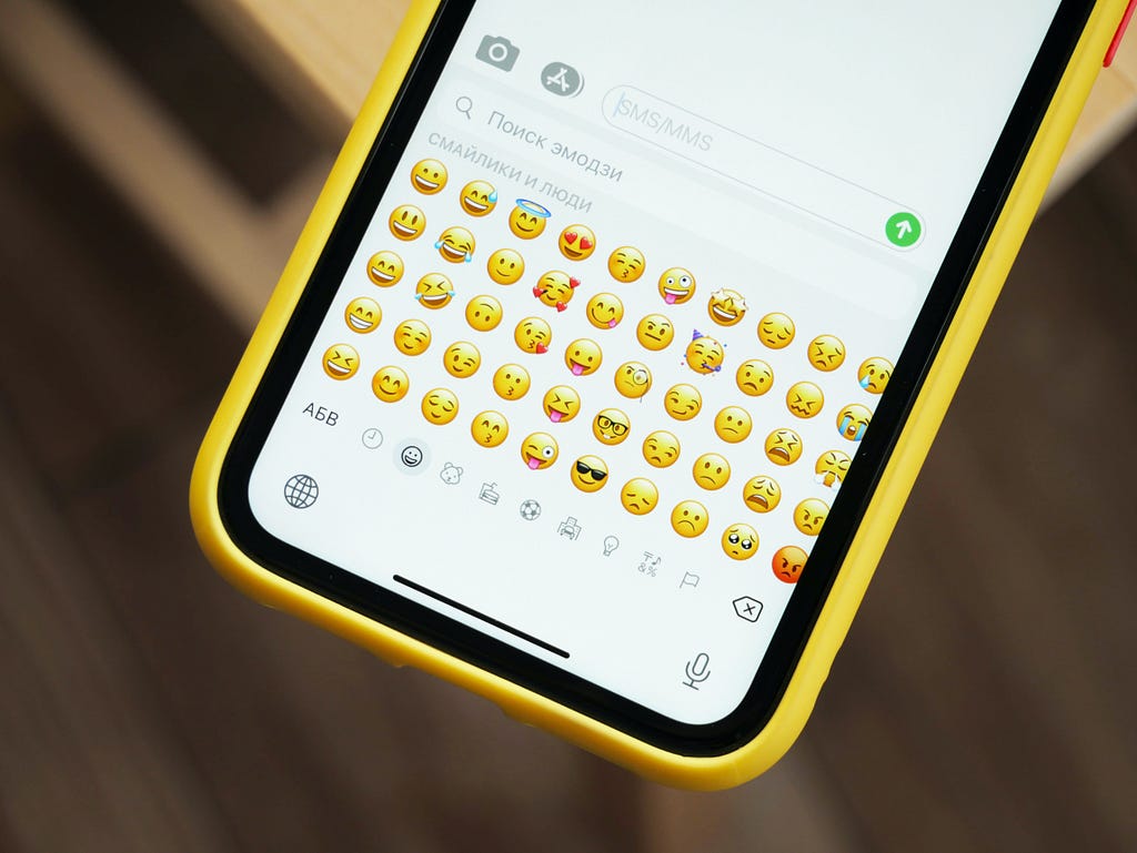 An emoji keyboard on a phone