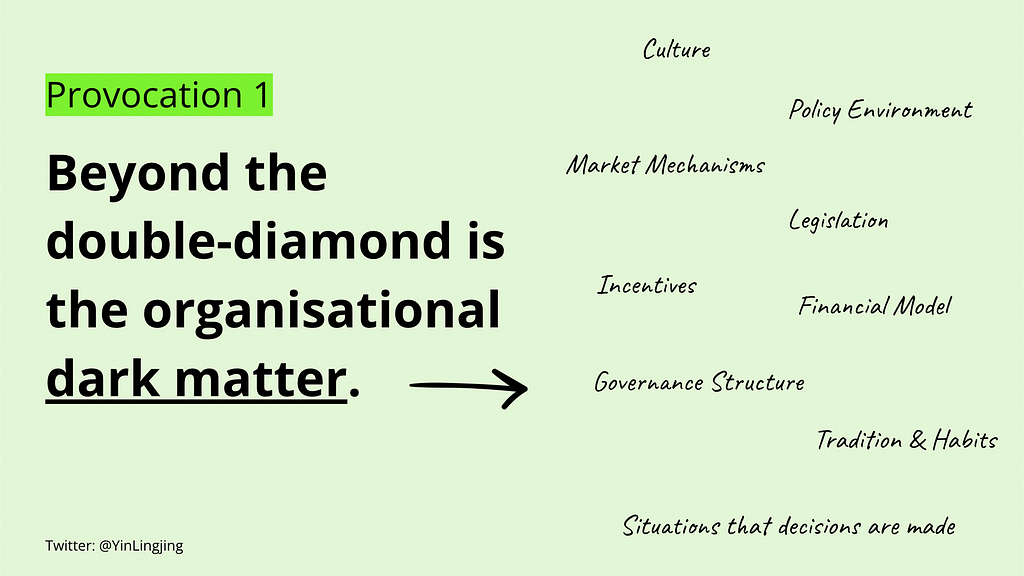 Beyond the double-diamond is the organisational dark matter.