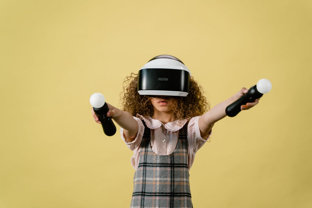 student using a VR headset