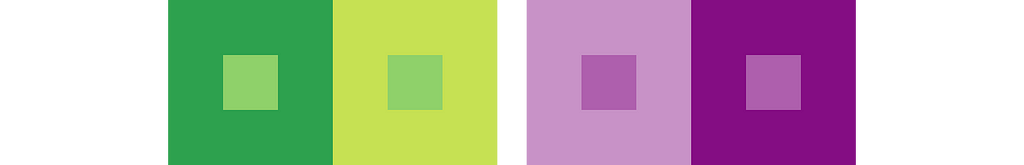 Squares of the same colour look to be different because of the colours surrounding them.