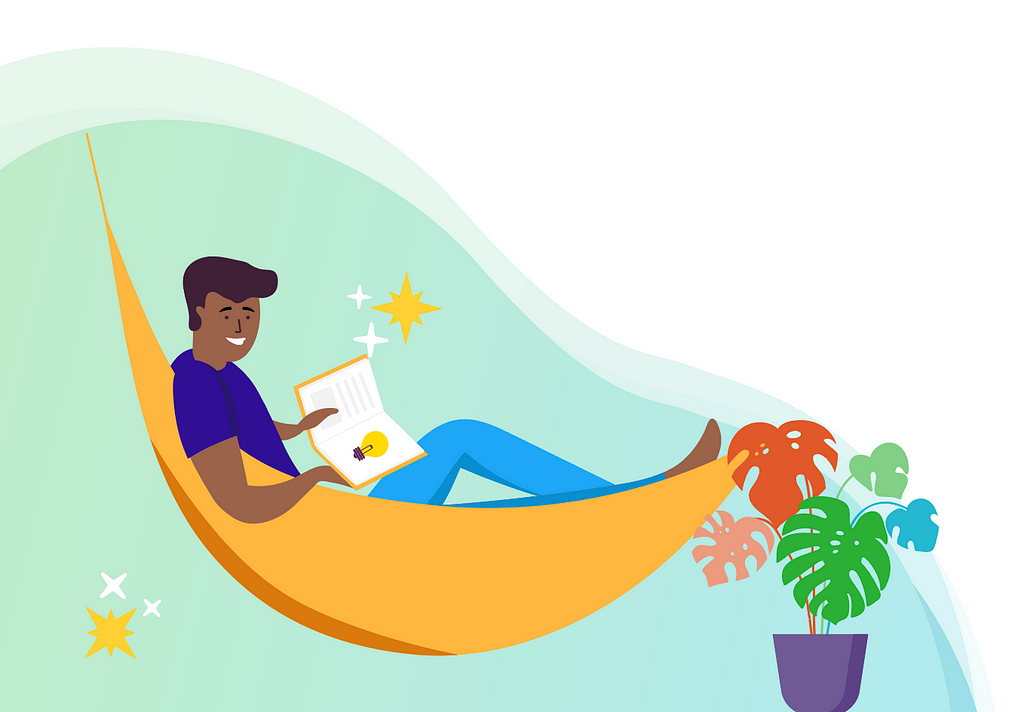 Illustration of a man reading in a Hammock