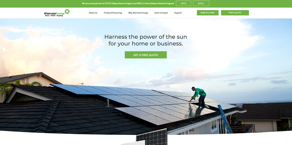 Alternate Energy home page