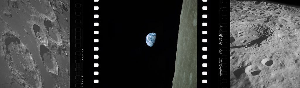 3 photos from the Apollo 8 mission, 2 from the lunar surface, 1 for Earth rising