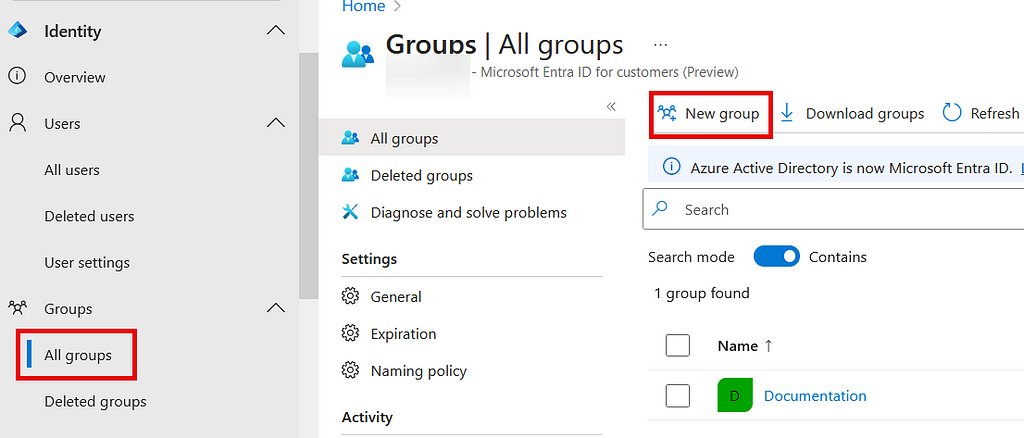 Image of “All groups / New group”