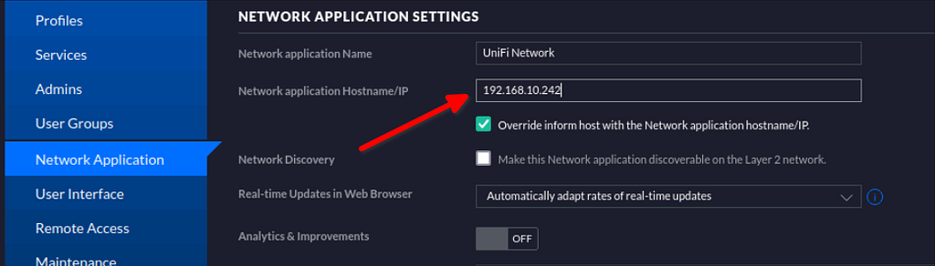 Legacy Web Interface for Override Host Inform