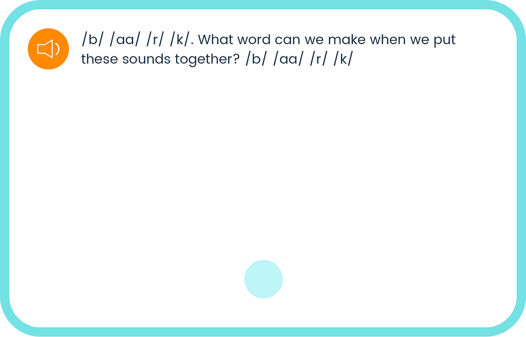 An image of a voice-enabled phoneme-blending exercise.
