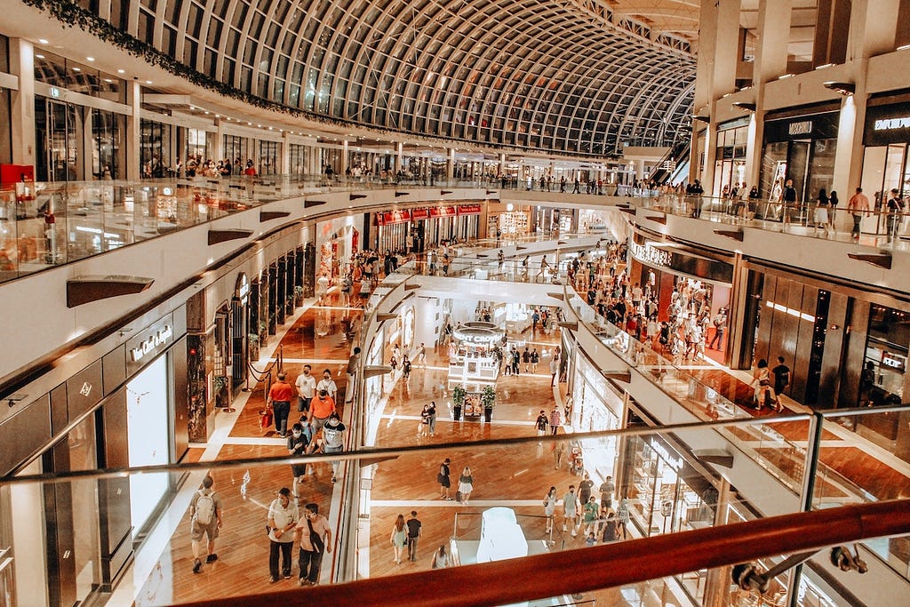 Image of a large shopping mall in Singapore