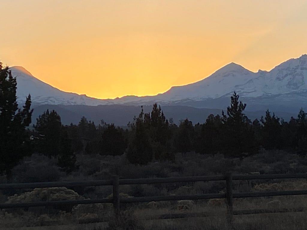 Sunset over the Cascade Mountains near Sisters Oregon