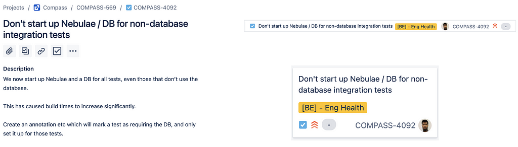 Screenshots of different versions of a Jira issue, showing consistent design elements in each