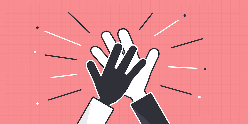 An illustration with two hands doing a high five.