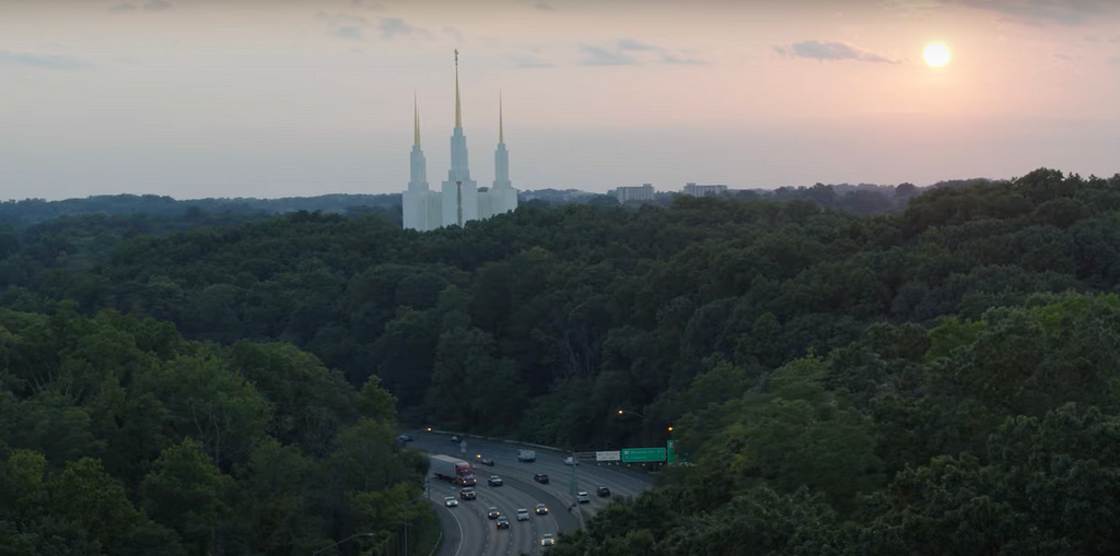 View of the Washington D.C. Temple and the Capital Beltway