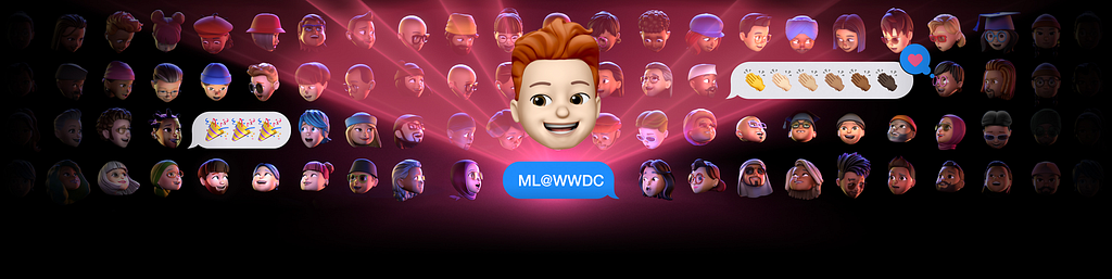My memoji sits on the WWDC 2021 banner with an iMessage bubble reading ML@WWDC