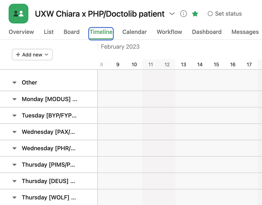 Asana board dedicated to UX Writer/Product Designer collaboration