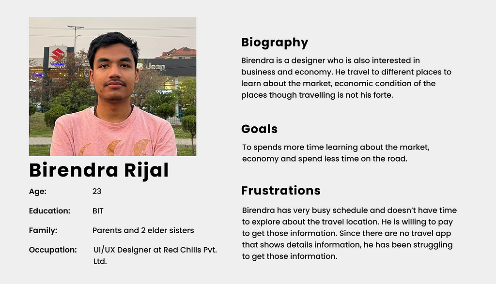 User Person of Birendra Rijal (Usability testing)