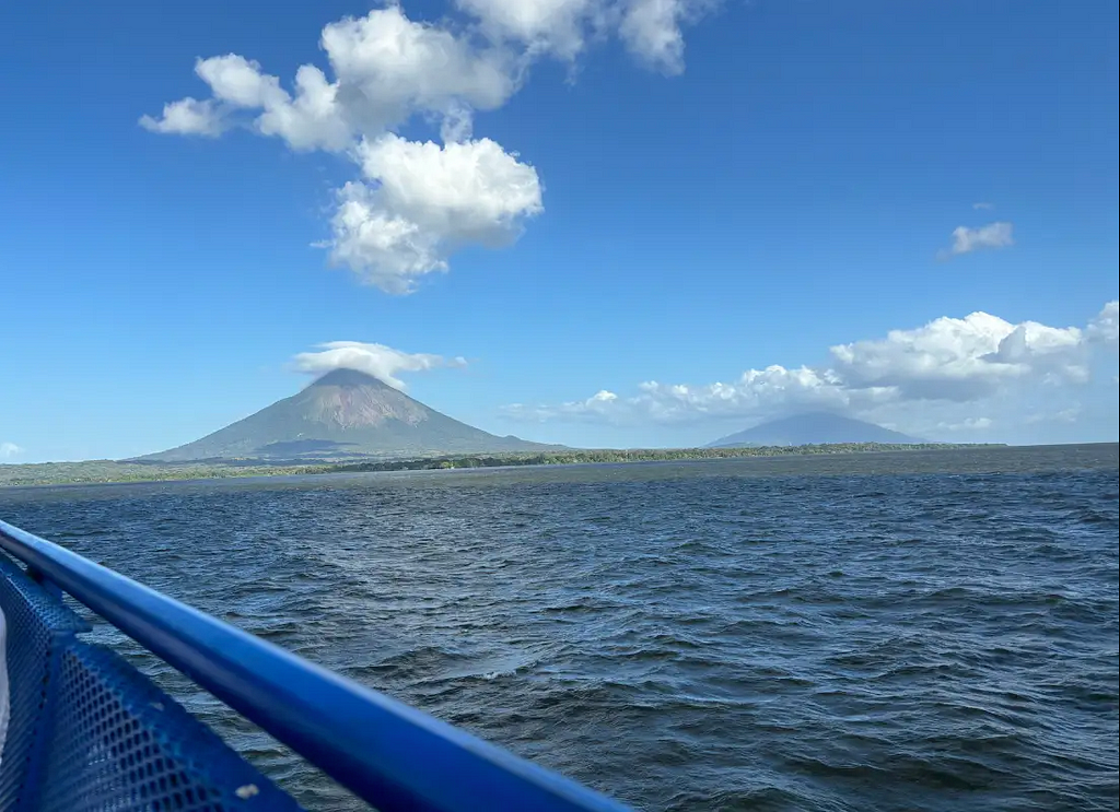 The two volcanoes of Ometepe Island in Nicaragua as seen from the ferry crossing from Nicaragua’s mainland to Moyogalpa