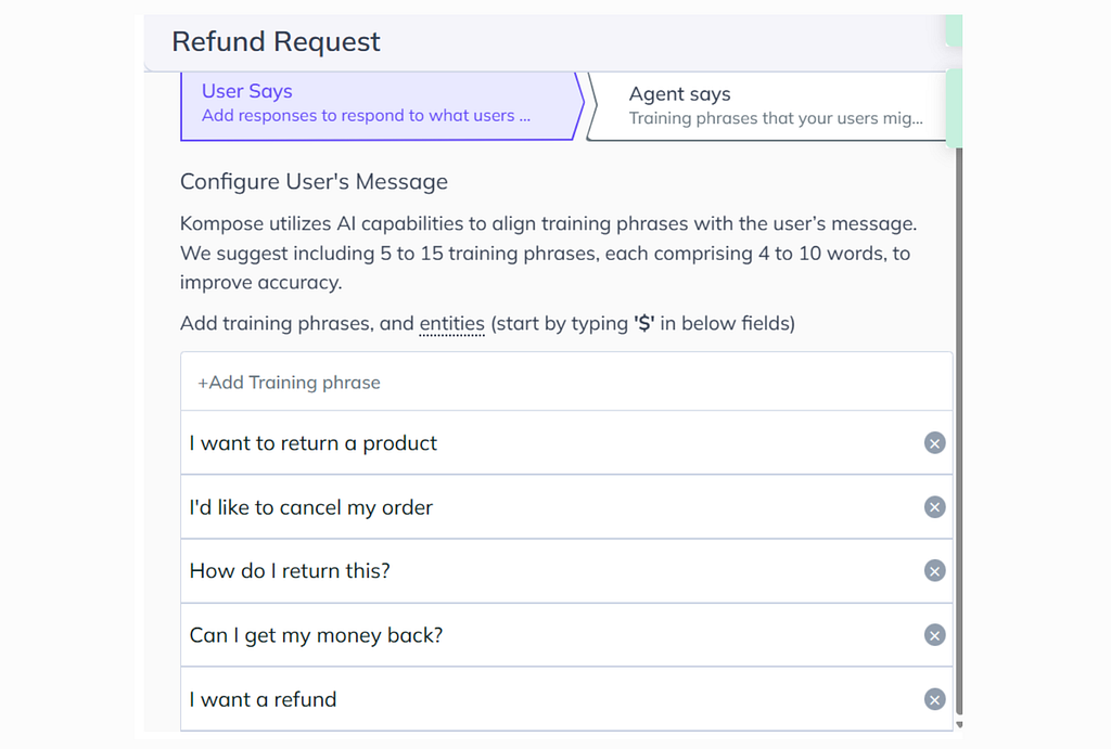 Create refund return intent