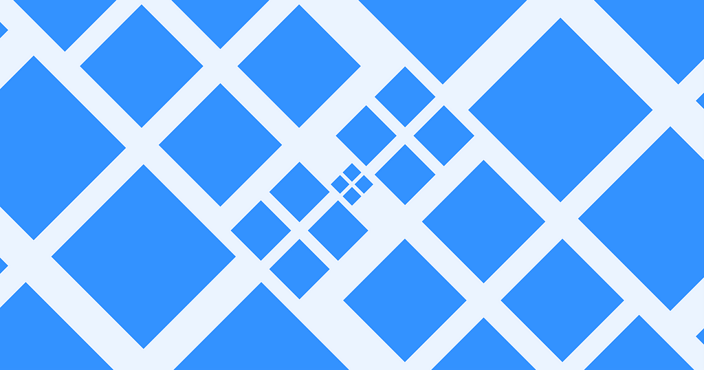 Imagem ilustrativa com vários quadrados na cor azul, organizados na diagonal, formando uma imagem abstrata para representar vários componentes.