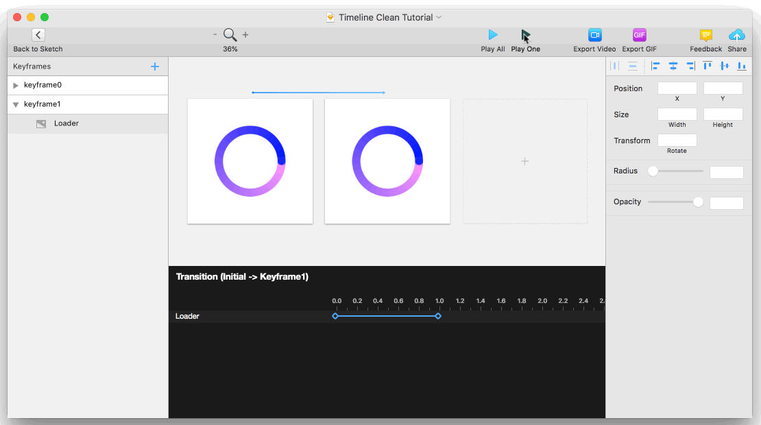 Image showing how to build animation within the interface of the Anima plugin for Sketch.