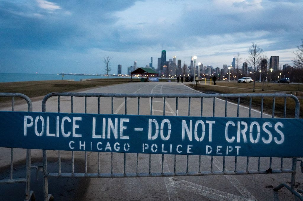 Chicago mayor uses police to enforce mandatory closing of the lakefront.