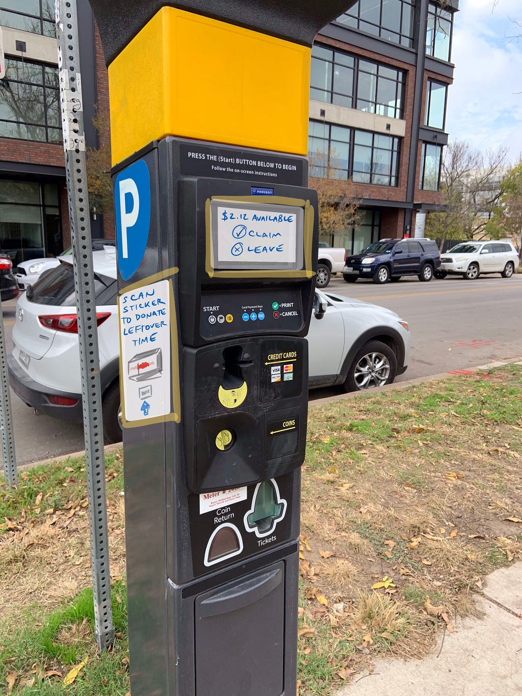 A concept allowing people to digitally pay forward their leftover time from a parking meter.