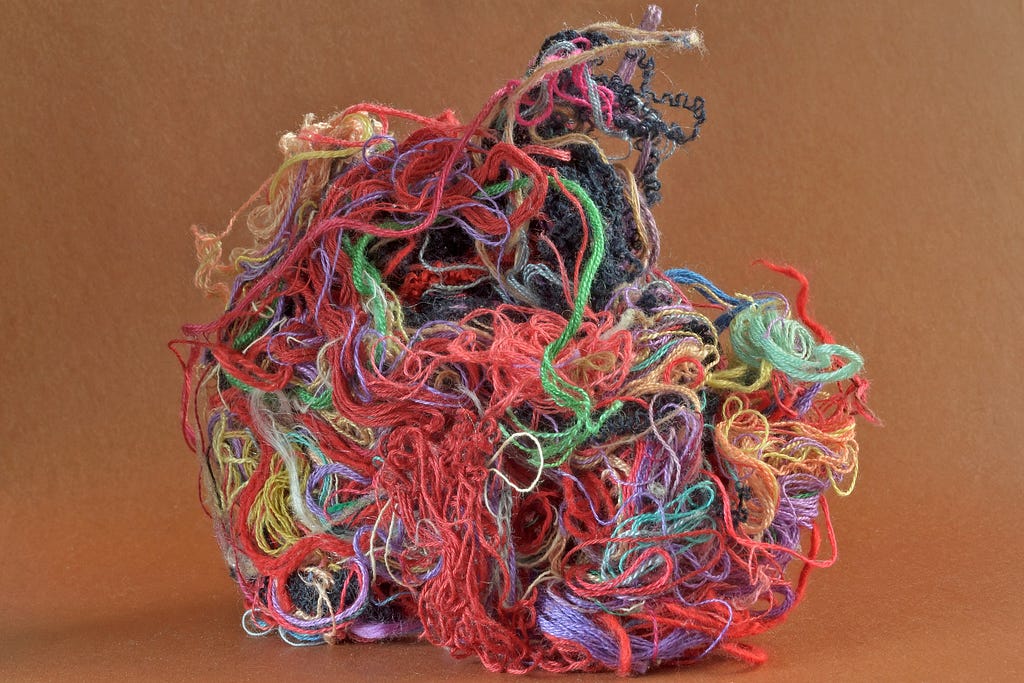 A lot of tangled thread that represent the metaphor of the wicked problem