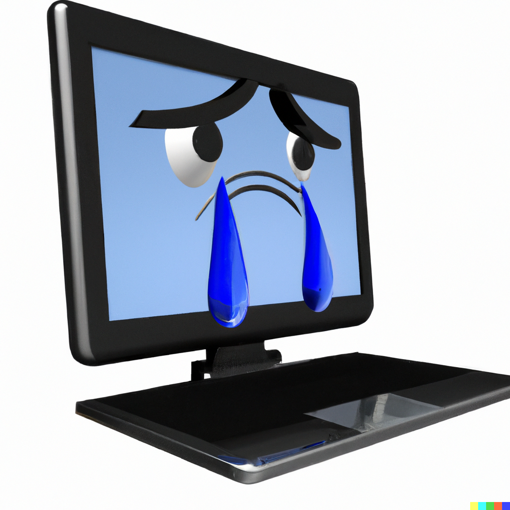 Image of laptop computer crying