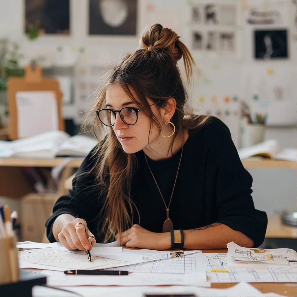 Female UX/UI designer at work