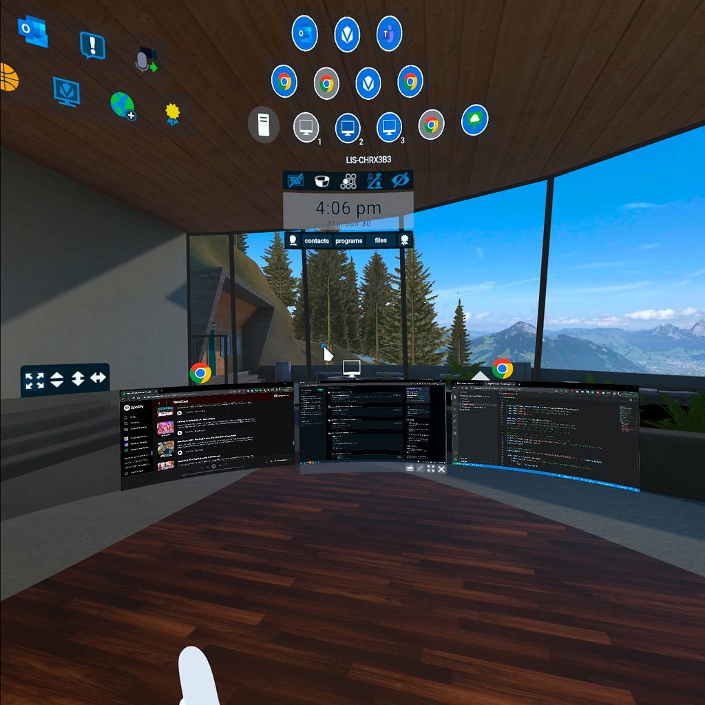 Zoom out of the environment to show the multiple virtual screens used with vSpatial.