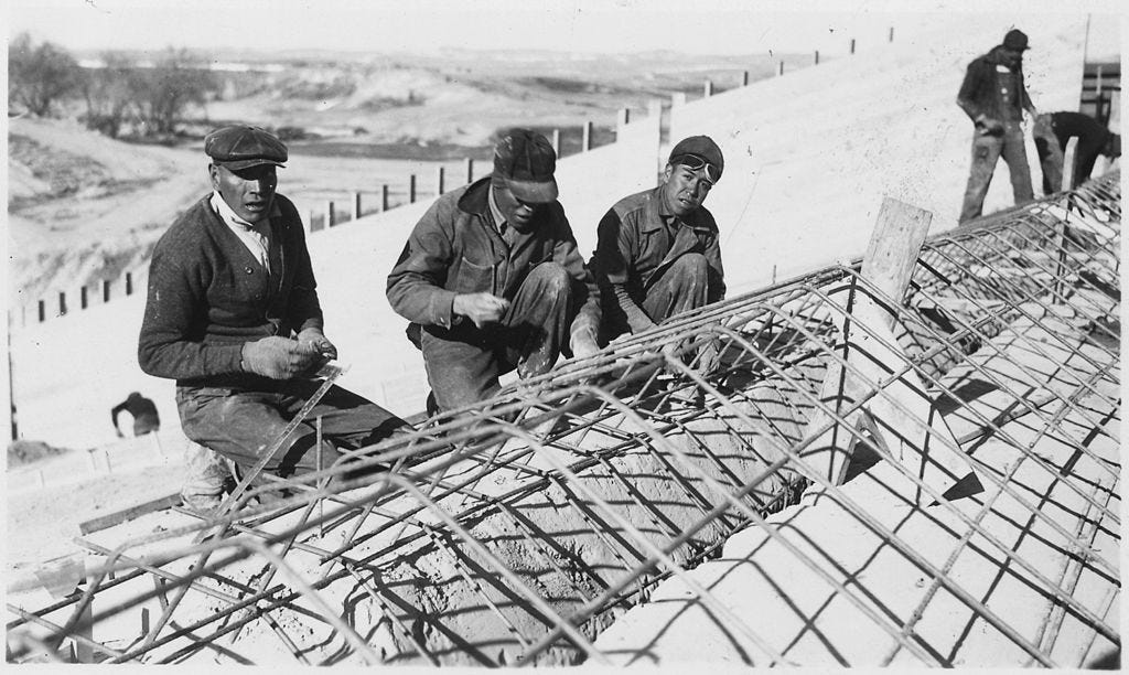 workers assembling rebar