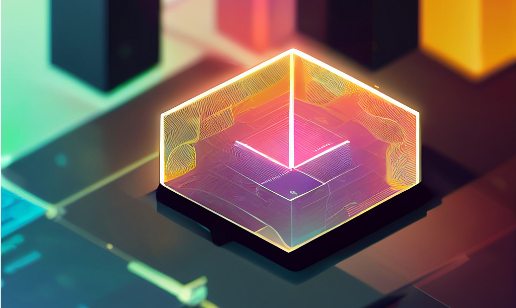 Abstract image, isometric perspective, colorful