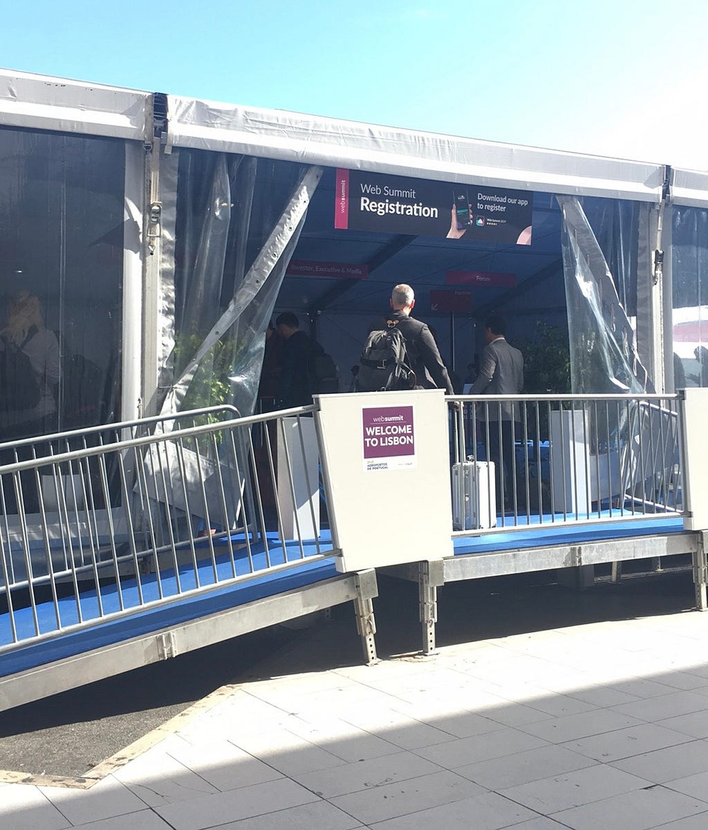 a booth for registration at the websummit conference