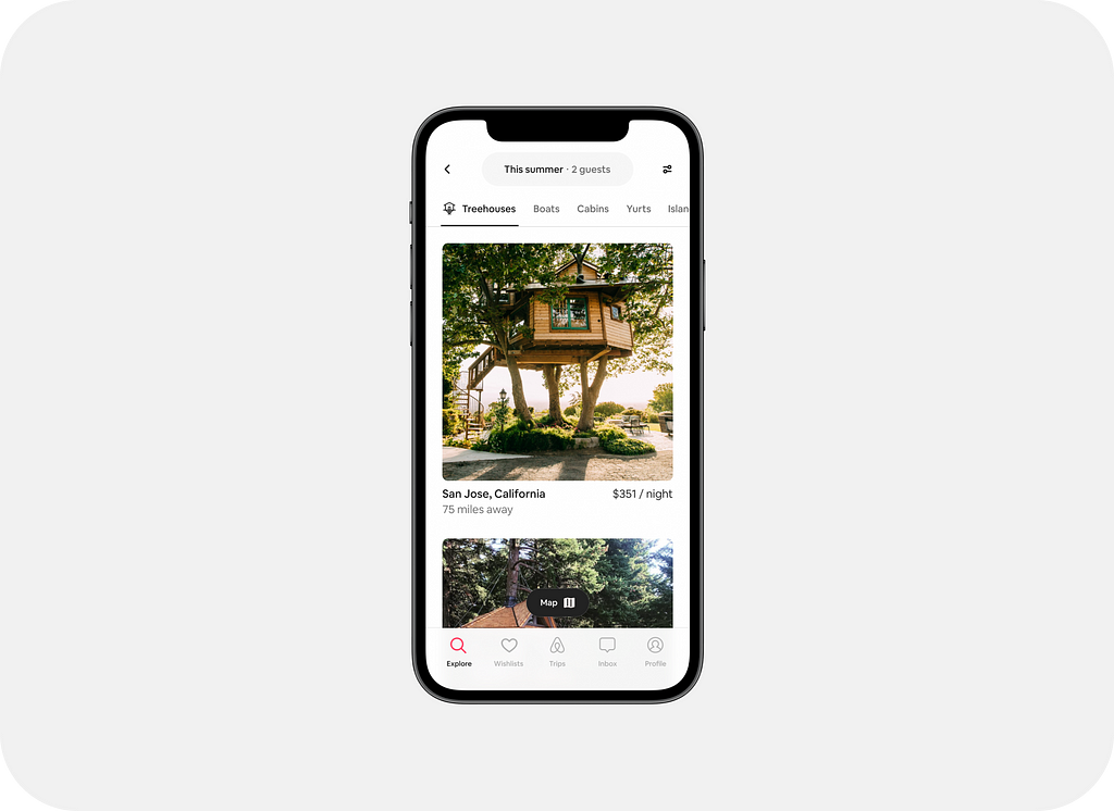 A imagem apresenta a tela do aplicativo da plataforma Airbnb