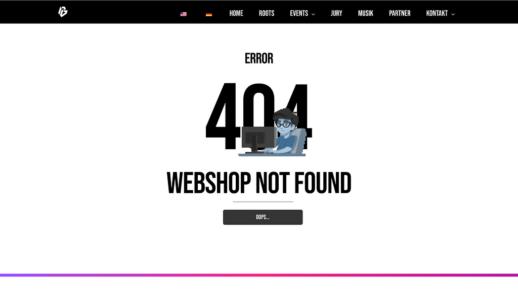 A 404 error page from the BEAT LEAGUE project presentation.