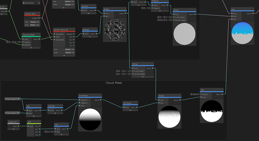 the cloud setup, now with another branch calculating a mask